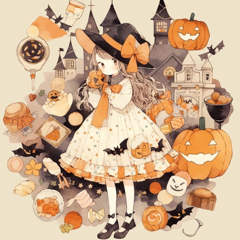 Ngắm nhìn chibi halloween cute đầy sắc màu