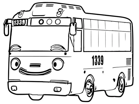 Hình tranh tô màu xe bus trường học đẹp mắt