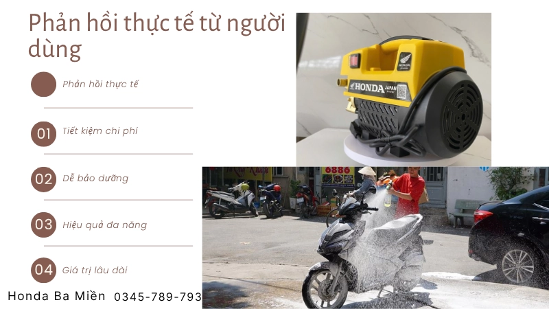 Phản hồi thực tế từ người dùng sau thời gian sử dụng máy rửa xe Honda Ba Miền