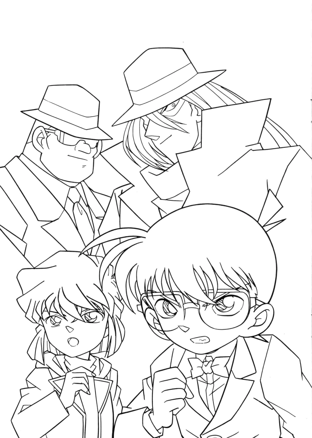 In hình tô màu conan thám tử dễ thương