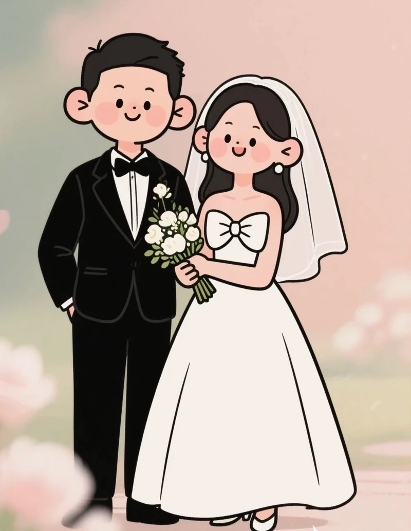 Ngắm ngay tranh chibi dâu rể lãng mạn khiến ai cũng thích