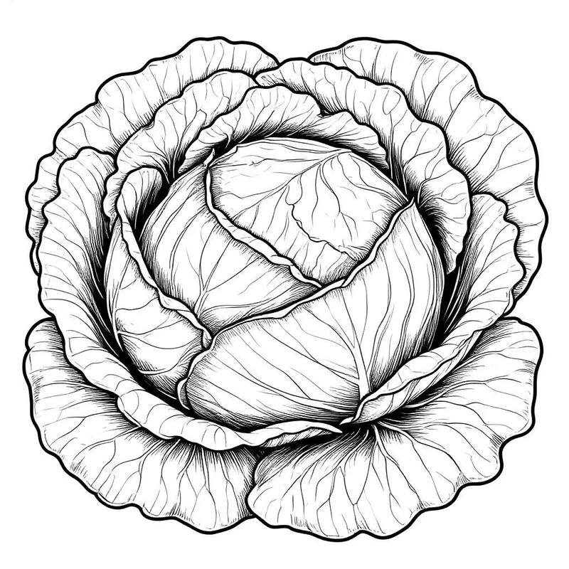 Ảnh tranh tô màu cây bắp cải là những hình vẽ minh họa đơn giản về loại rau quen thuộc