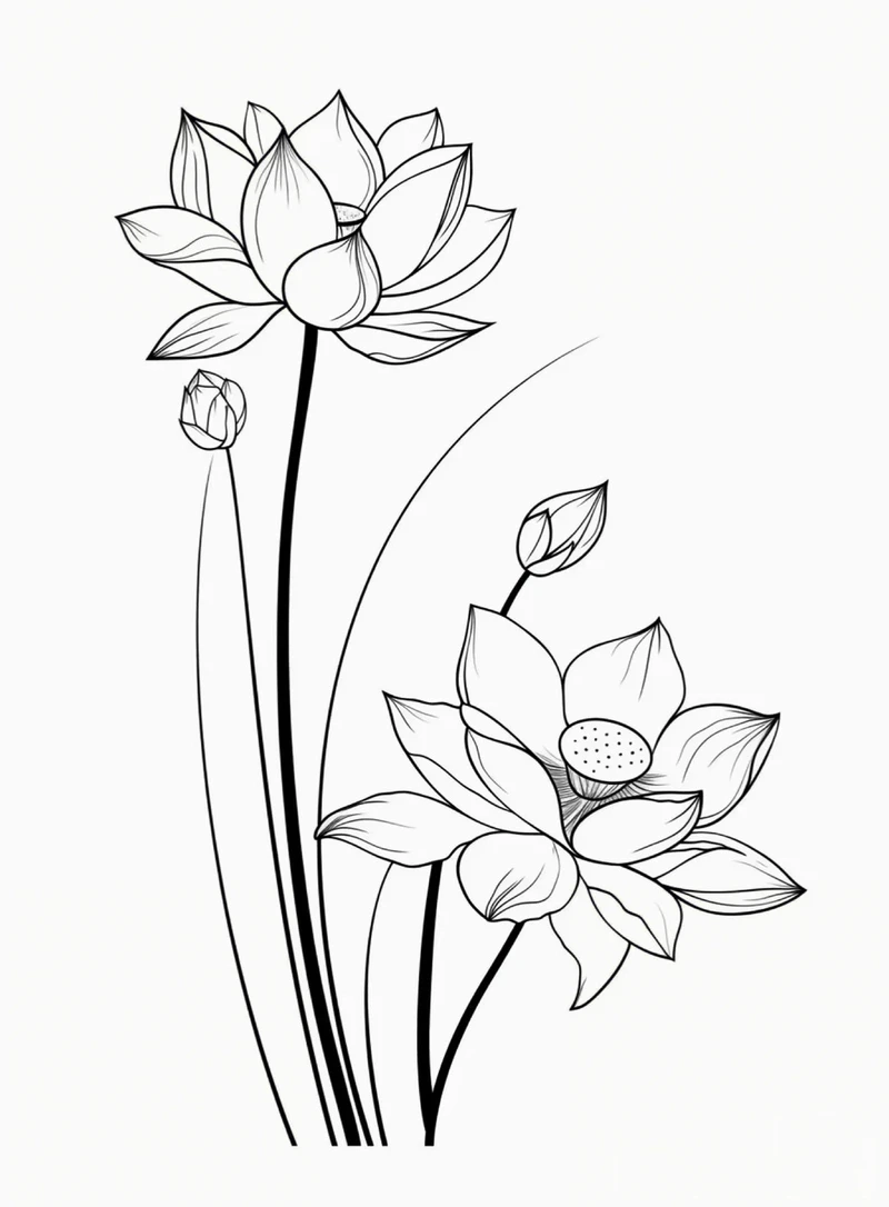 Khám phá tranh tô màu hoa sen đáng yêu cực xinh