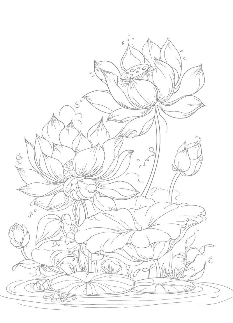 Bộ tranh tô màu hoa sen nghệ thuật cực đẹp cho bé